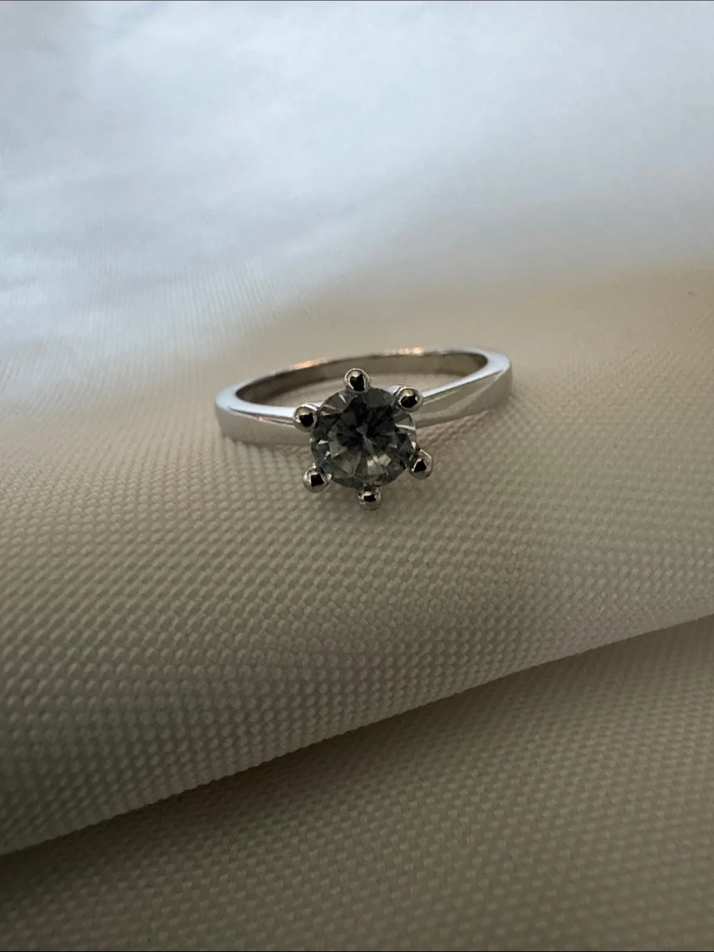 Classic Sterling Silver Solitaire Ring with Clear Stone